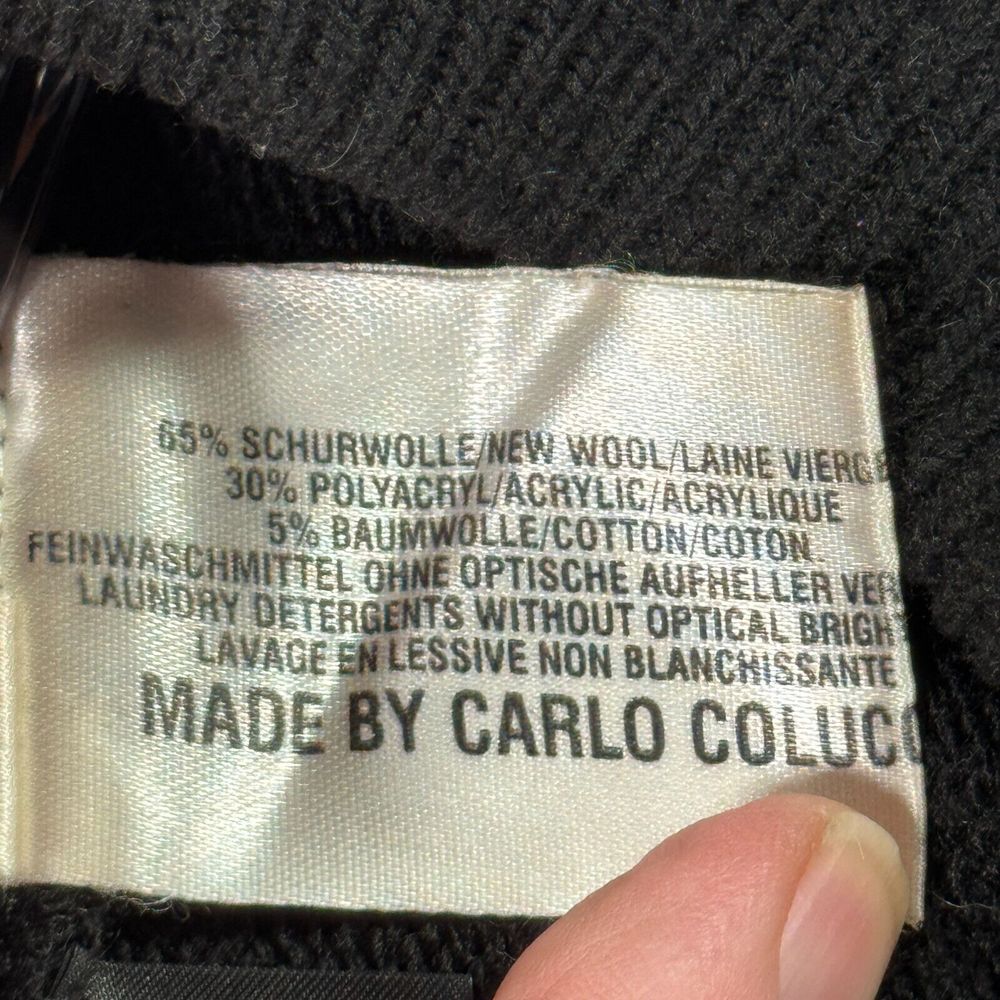 VTG Carlo Colucci Sweater Mens Size 52/ L Black Blue 3D Knit Wool Blend Cosby - Picture 8 of 10